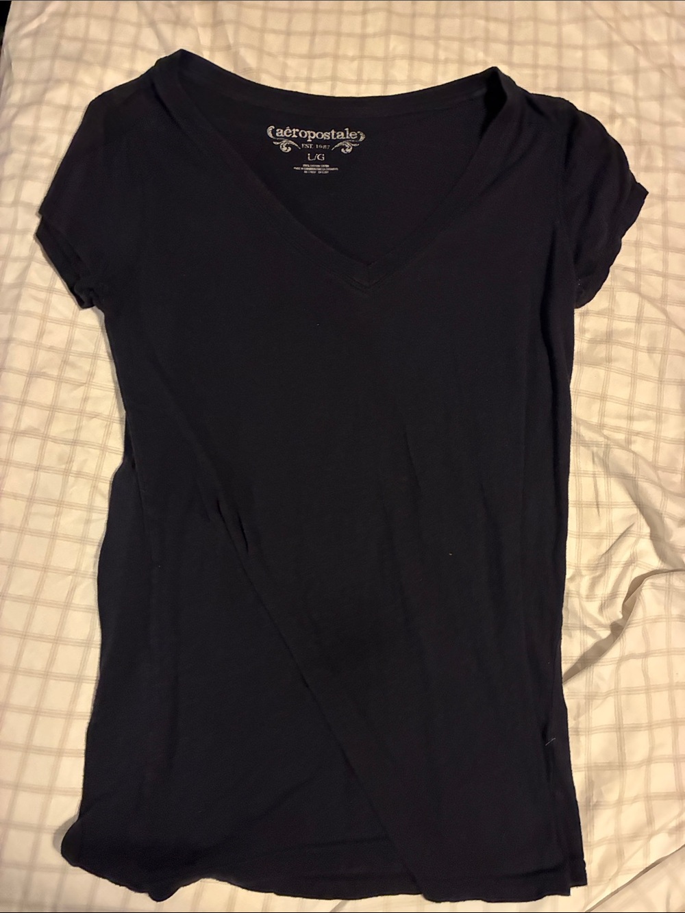 Aeropostale Women's Dark Navy V-Neck Short Sleeve Tee